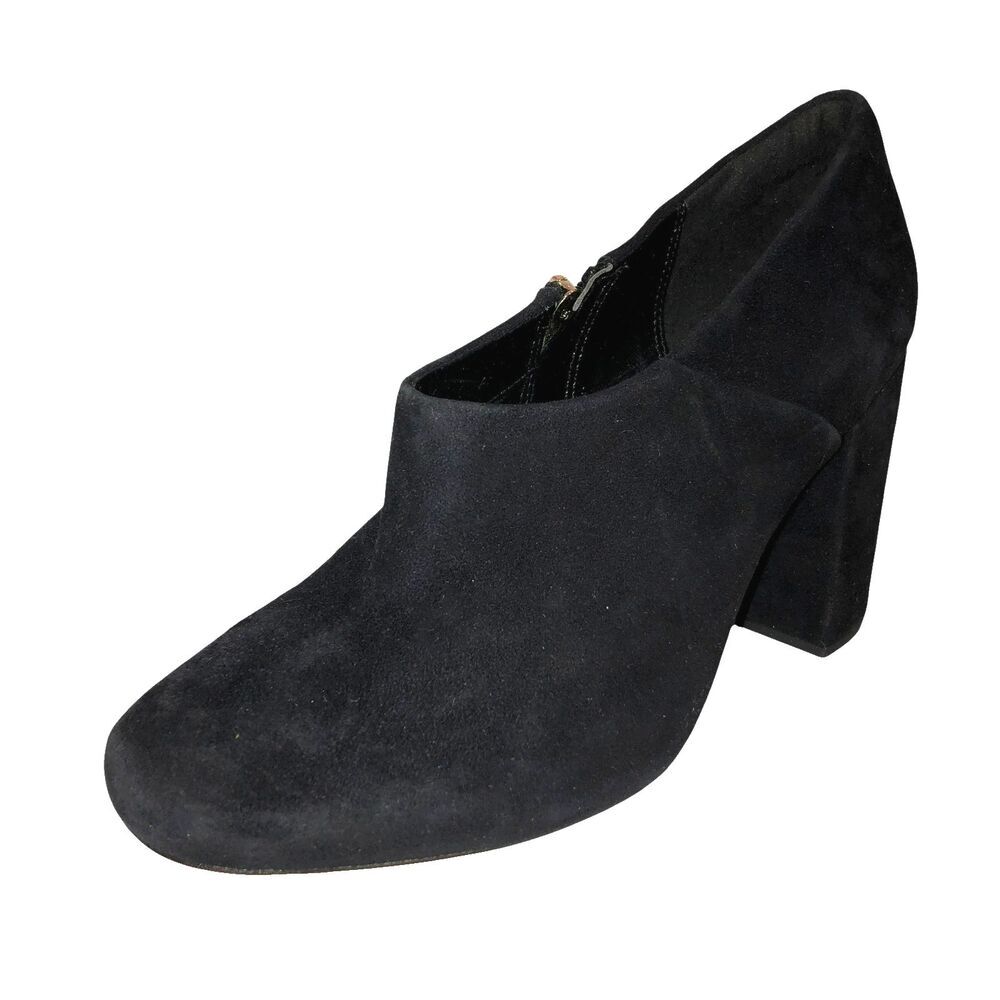 Clarks Womens Size 8 M Black Suede Amabel Clara Plus Cushion Block Heels Booties